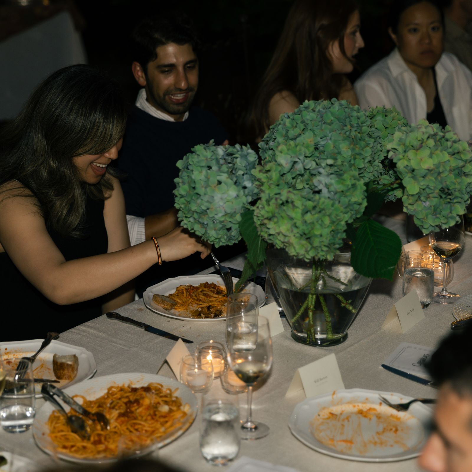 A candid moment during dinner at The Baillie