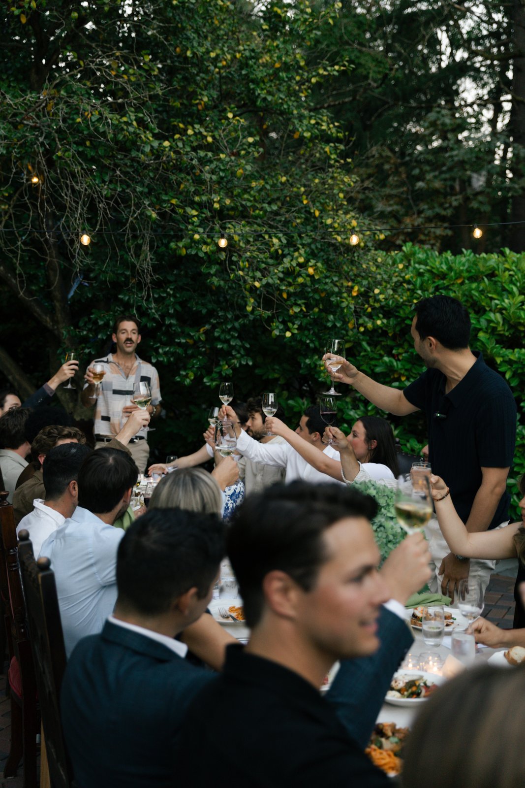 Raising a toast during dinner at The Baillie